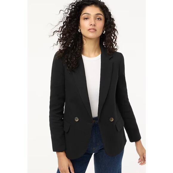 NWT J.Crew Petite Cotton-Blend Textured Blazer in Black Size 10P - Picture 1 of 13